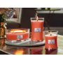 WoodWick Tamarind & Stonefruit - Duftkerze aus Tamarinde und Stein mit Holzdocht und Deckelglas klein 85 g