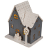 Ditipo Holzhaus mit LED hellgrau 11 x 11 cm