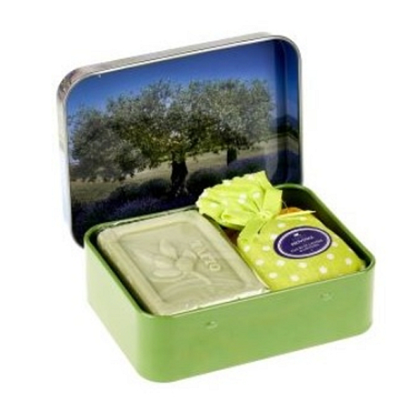 Esprit Provence Olivenbaum Toilettenseife 60 g + Lavendeldufttasche + Blechdose, Kosmetikset
