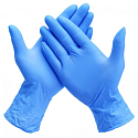 Aero Exacomp Hygienische Einmalhandschuhe aus Nitril antiallergen puderfrei, Größe L, Karton 100 Stück blau
