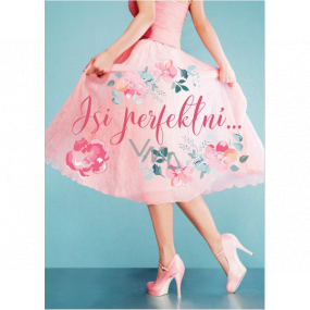 Albi Spielkarte im Umschlag Rosa Retro-Kleid Du bist perfekt 14,8 x 21 cm