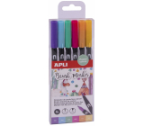 Apli Brush Marker Pinsel Marker mit zwei Spitzen Pastell 6 Stück, Set