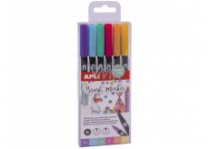 Apli Brush Marker Pinsel Marker mit zwei Spitzen Pastell 6 Stück, Set