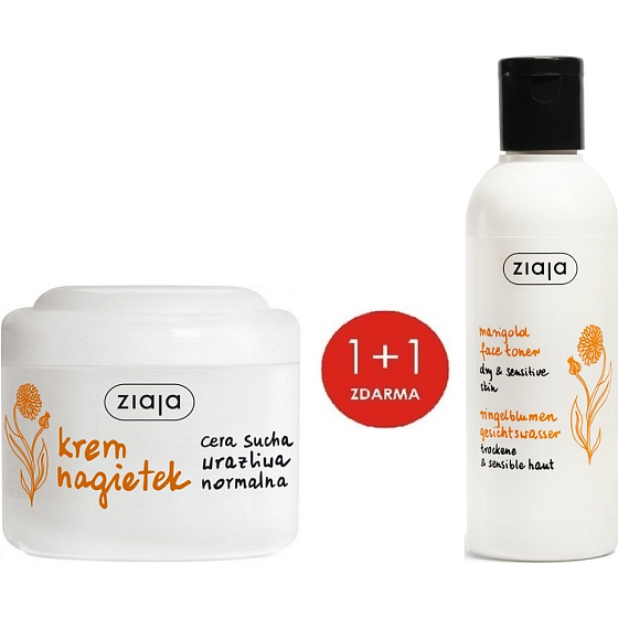 Ziaja Calendula Hautcreme 100 ml + Calendula Hauttonikum für normale, trockene und empfindliche Haut 200 ml, Duopack