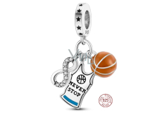 Sterling Silber 925 Basketball - endlose Liebe 3in1, Armband Anhänger Sport