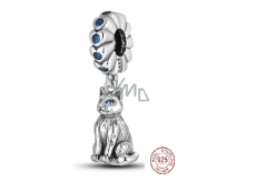 Charms Sterling Silber 925 Katze mit schönen blauen Augen, Tierarmband Anhänger