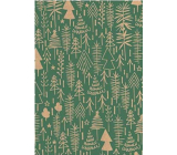 Ditipo Weihnachtsgeschenkpapier 70 x 200 cm Kraft grün, beige Bäume