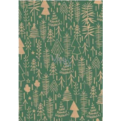 Ditipo Weihnachtsgeschenkpapier 70 x 200 cm Kraft grün, beige Bäume