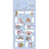 Bogen Weihnachtsetiketten Aufkleber für Geschenke Rentier, hellblau Bogen 12 Etiketten