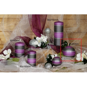 Lima Elegance Graue Kerze lila Kugel Durchmesser 80 mm 1 Stück