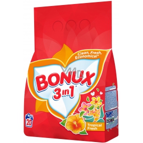 Bonux Tropical Fresh 3in1 Waschpulver 20 Dosen von 1,5 kg