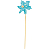 Kariertes Windrad blau 9 cm + Spieße 1 Stück