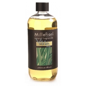 Millefiori Milano Natürliches Zitronengras - Zitronengras Diffusor Nachfüllung für Weihrauchstiele 500 ml