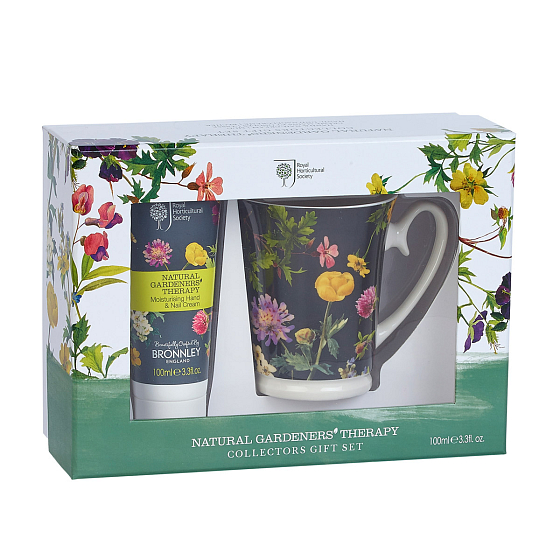 Bronnley RHS Natural Gardeners Therapy Hand- und Nagelcreme 100 ml + Tasse Geschenkset - BESCHÄDIGT