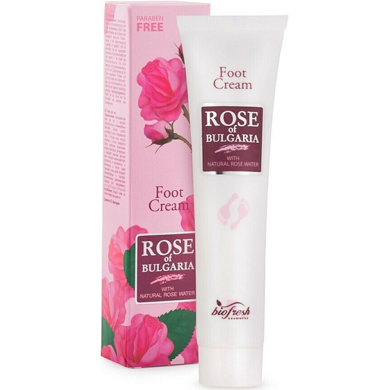 Rose of Bulgaria Fußcreme mit Rosenwasser mit entzündungshemmender und antimikrobieller Wirkung 75 ml