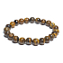 Tigerauge Armband elastischer Naturstein, Kugel 8 mm / 16-17 cm, Stein der Sonne und Erde, bringt Glück und Reichtum