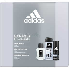Adidas Dynamic Pulse Eau de Toilette 50 ml + Deodorant Spray 150 ml + Duschgel 250 ml, Geschenkset für Männer