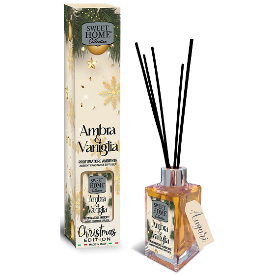 Sweet Home Christmas Edition Ambra & Vanille Aromadiffusor mit Duftstäbchen 100 ml
