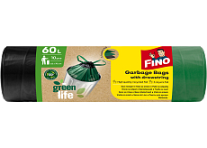 Fino Green Life recycelte PE Zugbeutel für Abfall, 63 × 72 cm, 60 l, 10 St.