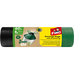Fino Green Life recycelte PE Zugbeutel für Abfall, 63 × 72 cm, 60 l, 10 St.