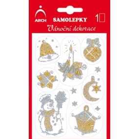 Arch Holographische dekorative Weihnachtsaufkleber mit Glitzer 705-SG Gold-Silber 8,5 x 12,5 cm