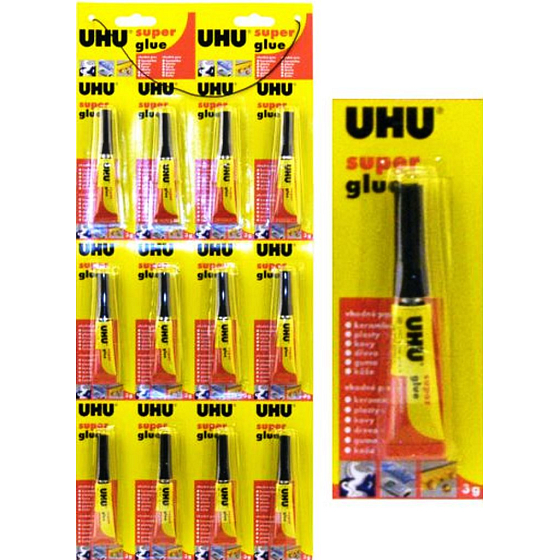 Uhu Super Glue superstarker Sofortkleber zum Kleben von Kunststoffen, Metallen, Gummi 3 g