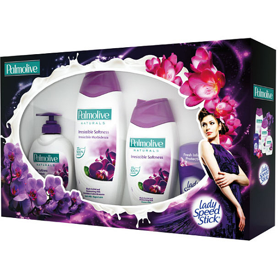 Palmolive Purple Touch Stick 45 g + Flüssigseife 300 ml + Badeschaum 500 ml + Duschgel 250 ml, Kosmetikset