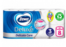 Zewa Deluxe Aqua Tube Delicate Care Toilettenpapier 150 Schnipsel 3lagig 8 Stück, spülbare Rolle
