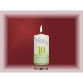 Lima Jubiläum 10 Jahre Kerze weiß dekoriert 50 x 100 mm 1 Stück