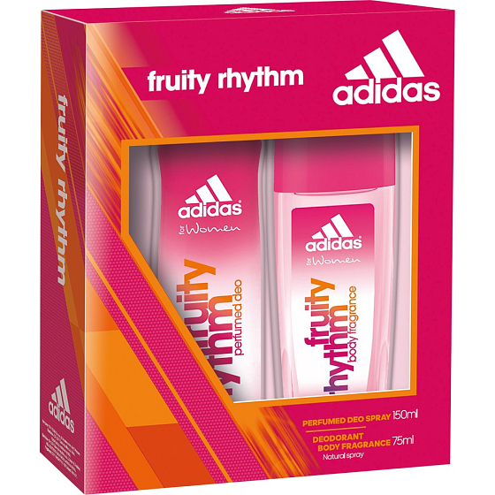 Adidas Fruity Rhythm Scented Deo-Glas 75 ml + 150 ml Deospray, Kosmetikset