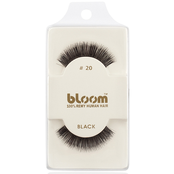 Bloom Natürliche klebrige Wimpern aus natürlichem Haar schwarz gekräuselt Nr. 20 1 Paar