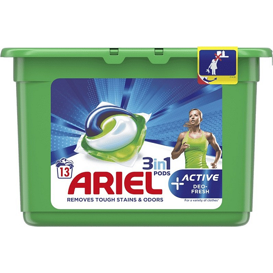 Ariel 3in1 Active Deo-Fresh Gelkapseln zum Waschen von Kleidung 13 Stück
