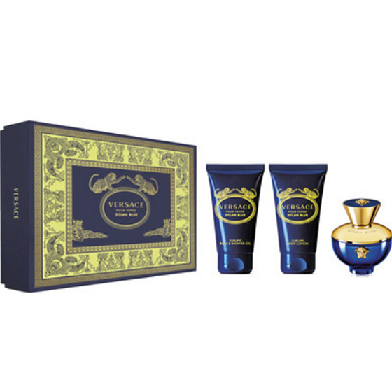 Versace Dylan Blue pour Femme parfümiertes Wasser für Frauen 50 ml + Duschgel für Frauen 50 ml + Körperlotion 50 ml, Geschenkset