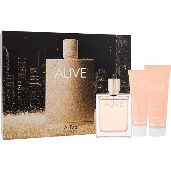 Hugo Boss Boss Alive Eau de Parfum 80 ml + Duschgel 50 ml + Körperlotion 75 ml, Geschenkset für Frauen
