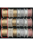 Nekupto Fabric Christmas Ribbon Gold mit Streifen in der Mitte 40 mm x 2 m