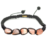 Sunstone Armband aus Naturstein, handgestrickt, größenverstellbar, verbirgt die Kraft der Sonne und des Feuers