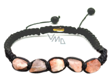 Sunstone Armband aus Naturstein, handgestrickt, größenverstellbar, verbirgt die Kraft der Sonne und des Feuers