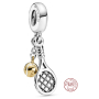 Sterling Silber 925 Tennisschläger und Ball, 2in1 Sportarmband Anhänger