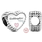 Charme Sterling Silber 925 Herz Taufe Charme - Patin, Perle auf Armband Familie