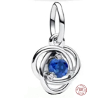 Charme Sterling Silber 925 Blauer Kreis der Ewigkeit leuchtend, Anhänger am Armband Symbol