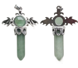 Chalcedon-Kreuz aus Legierung und Naturstein 5,3 x 3,7 x 12 mm, Stein der Liebe und Freude