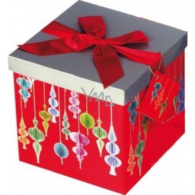 Angel Folding Geschenkbox mit rotem Weihnachtsband mit roter Schleife 17 x 17 x 17 cm 1 Stück