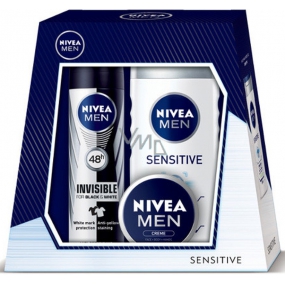 Nivea Men Universalcreme für Männer 30 ml + Invisible Black & White Power Antitranspirant-Spray für Männer 150 ml + Sensitive Duschgel 250 ml, Kosmetikset