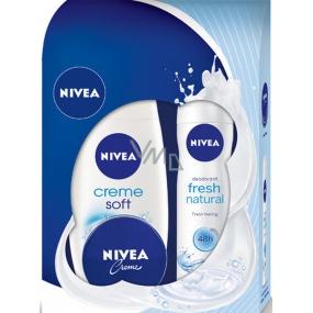 Nivea Creme Weiches Duschgel 250 ml + Frisches natürliches Deodorant-Spray 150 ml + Intensivcreme 30 ml, für Frauen Kosmetikset