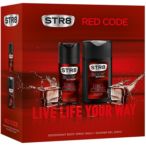 Str8 Red Code Deodorant Spray für Männer 150 ml + Duschgel 250 ml, Kosmetikset