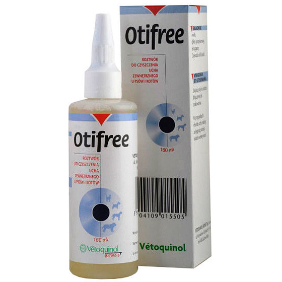Vétoquinol Otifree gtt Präparat zur Reinigung der Ohren von Hunden und Katzen löst intensiv Ohrenschmalz und Schmutz 160 ml