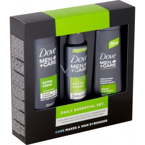 Dove Men + Care Extra Fresh Duschgel 250 ml + Antitranspirant Spray 150 ml + 2in1 Shampoo und Conditioner 250 ml, Kosmetikset für Männer