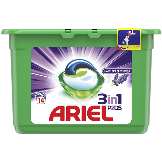 Ariel 3in1 Lavendel Frische Gelkapseln zum Waschen von Kleidung 14 Stück 378 g