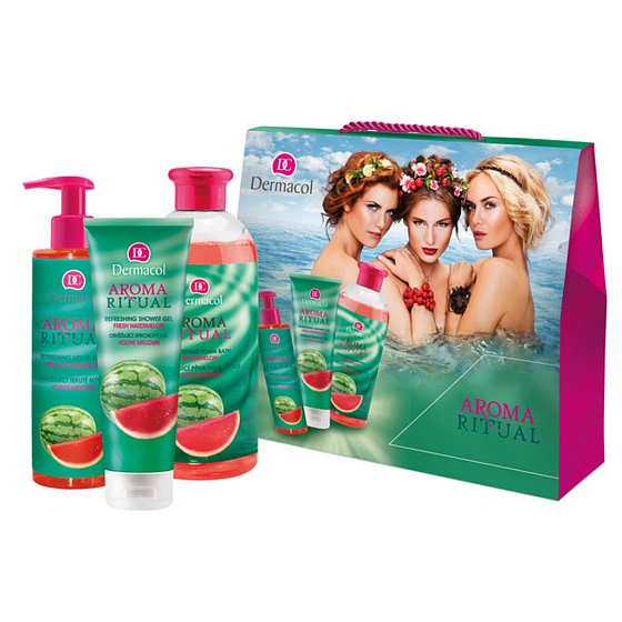 Dermacol Aroma Ritual Watermelon Erfrischendes Duschgel 250 ml + Badeschaum 500 ml + Flüssigseife 250 ml, Kosmetikset
