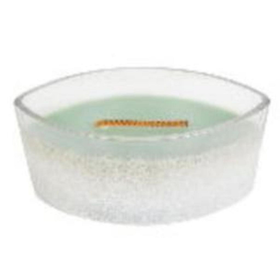 WoodWick Sanded White Willow Moss - Duftkerze mit frischem Waldduft und breitem Holzdocht und Glasbootsdeckel 453 g